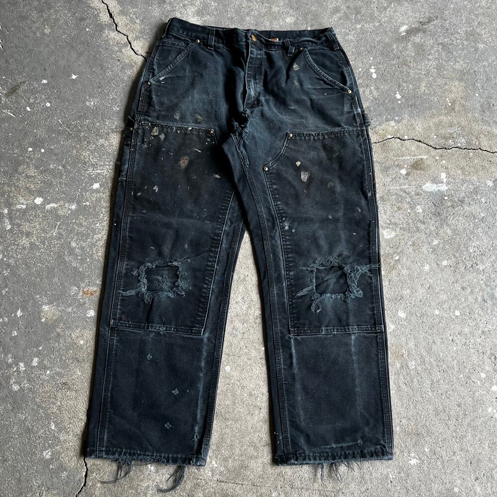 Carhartt faded black double knee work wear carpenter pants